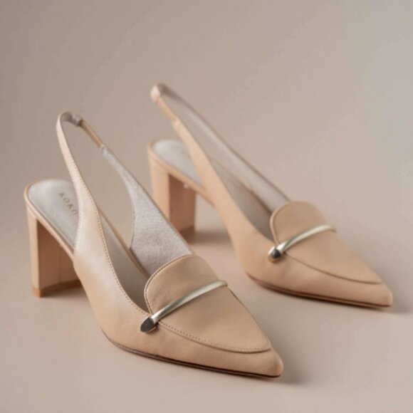 new KOKO + PALENKI Leather Parisa Heeled Loafers 257 7T4 - Picture 2 of 6